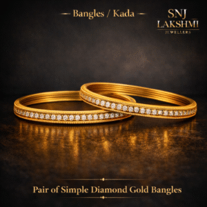 Pair of Simple Diamond Gold Bangles