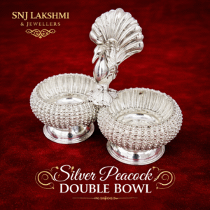 Silver Peacock Double Bowl