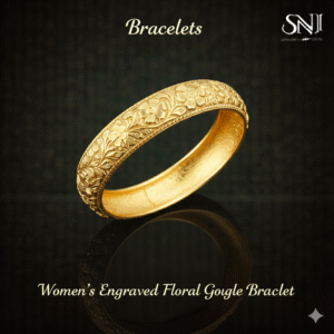 Women’s Engraved Floral Gold Bangle Bracelet