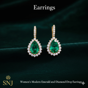 Women’s Modern Emerald and Diamond Drop Earrings