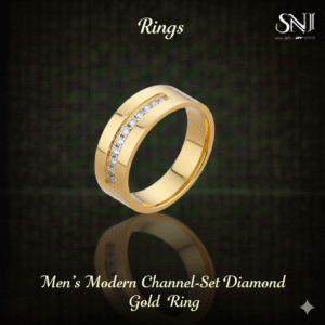 Men’s Modern Channel Set Diamond Gold Ring