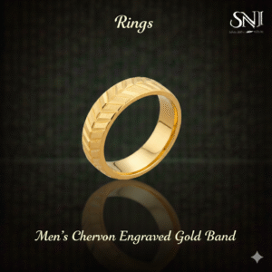 Men’s Chevron Engraved Gold Band