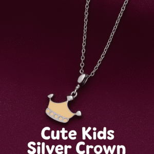 Cute Kids Silver Crown Necklace